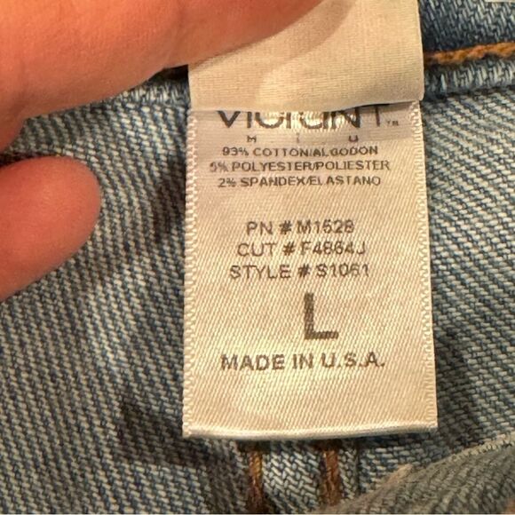 Vibrant M I U Frayed Denim High Waisted Jean Shorts Medium Blue Wash Sz Large - Picture 7 of 11